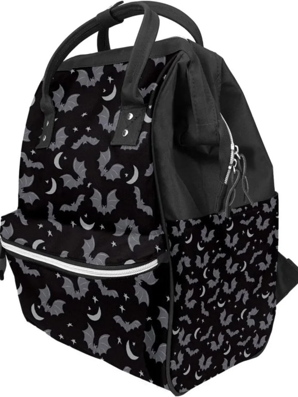 Stylish Black & Gray Bats Diaper Bag Backpack - Large Capacity, Multi-Function